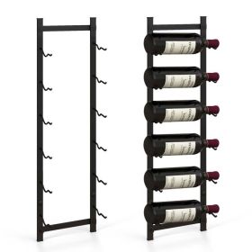 Simple Black Metal Wall Mounted 6-Bottle Wine Rack
