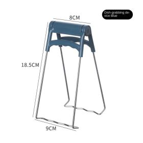 1pc Stainless Steel Gripper Clip; Bowl Plate Pot Pan Dish Clip; Foldable Anti-scalding Tray-lifter Pot Holder Kitchen Tool - Dark Blue - Tray Lifter