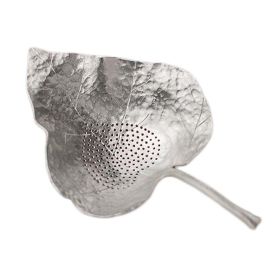 Tin Leaf Tea Strainer Handmade Patterned Tea Infuser Chinese Style Tea Strainer Tea Filter Kung Fu Tea Accessory,Silver - Default
