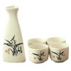 5 Piece Japanese Sake Set Hand Painted Wine Cup Wine Pot Sake Cup, Orchid - Default