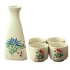5 Pcs Japanese Style Sake Set Ceramic Wine Cup Set,Chrysanthemum - Default