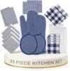 Flour Sack Towels & Kitchen Towel Set 20 Pc - Premium Cotton Tea Towels for Bread Baking, Super Absorbent Dish Cloths for Washing Dishes, Multipurpose