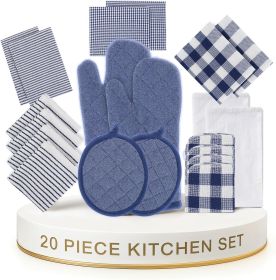 Flour Sack Towels & Kitchen Towel Set 20 Pc - Premium Cotton Tea Towels for Bread Baking, Super Absorbent Dish Cloths for Washing Dishes, Multipurpose