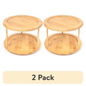 (2 pack)Kitchen Organizer Bamboo Turntable 2-Tier Spice Rack, 10.04 DIA x 6.89 in - 1 Pack