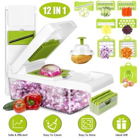 12 In 1 Vegetable Chopper with Container Kitchen Food Slicer Dicer Grater Peeler Egg Separator Hand Protector for Onion Salad Potato GPCT2055Pro - Pro