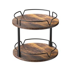 Lazy Susan Wood Rotating Spice Rack 12" 2-Tier for Kitchen - 1 Pack