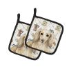 Longhaired Cream Dachshund Coffee Bar Pair of Pot Holders Pair 7.5x7.5 Quilted Insulated Hot Pads Decorative Kitchen Gift Made in USA - Default