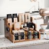 Modern Farmhouse Bar Cabinet with Wine Rack, Multi Tier Storage Organizer for Wine Bottles, Liquor, Coffee Syrups and Kitchen Supplies, Space Saving H