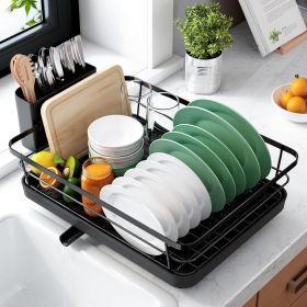 Dish Drying Rack for Kitchen Counter, Stainless Steel Sink Organization and Storage Essentials with Cutlery Holder, Home and Appartment Decor, 12''W x