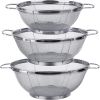 3 Pack 18/8 Stainless Steel Colander Sieves(5-Quart, 4-Quart and 3-Quart), Mesh Strainer - 1 Pack
