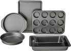 6 Piece Nonstick Carbon Steel Bakeware Set with Cake, Muffin, Cookie, and Loaf Pans, Easy Release, Oven Safe, 16.25 x 11.75 x 6.25 inches - 1 Pack