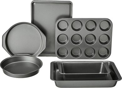6 Piece Nonstick Carbon Steel Bakeware Set with Cake, Muffin, Cookie, and Loaf Pans, Easy Release, Oven Safe, 16.25 x 11.75 x 6.25 inches - 1 Pack