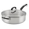 Brilliance 6 Quart Saute Pan with Lid and Helper Handle, Induction Compatible, Metal Utensil and Dishwasher Safe, Stainless Steel - 1 Pack