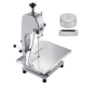 Commercial Electric Meat Bandsaw, 1500W Bone Sawing Machine with 12.4" x 18.1" Workbench, 0-4.3" Cutting Thickness, 7 Extra Replacement Blades