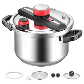 Pressure Cooker, 10Qt Pressure Cooker Stainless Steel, Pressures Canner with Steaming Rack, Tempered Glass Lid, Three Pressures Settings for Meat