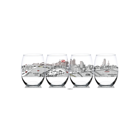 Pittsburgh Stemless Wine Glasses - Set of Four