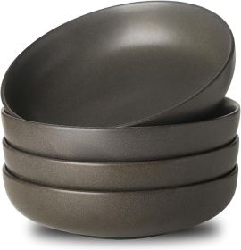 Stoneware Pasta Bowls, 34 oz Large Salad Bowl Set of 4, Ceramic Serving Bowls for Ramen, Pasta, Fruit, Cereal, Dinner, Wide and Shallow Bowls, Microwa