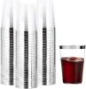 200pcs Silver Disposable Plastic Cups 10 oz Clear Plastic Cups Old Fashioned Tumblers Silver Rim Cup Disposable Elegant Silver Wine Glasses Cocktail C