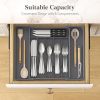 Silverware Drawer Organizer, Expandable Utensil Tray for Kitchen, BPA Free Flatware and Cutlery Holder, Adjustable Plastic Storage for Spoons Forks Kn