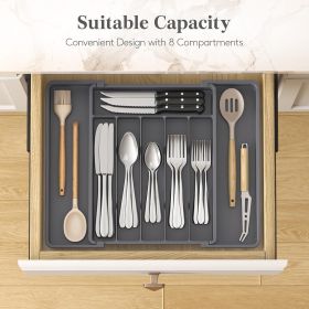 Silverware Drawer Organizer, Expandable Utensil Tray for Kitchen, BPA Free Flatware and Cutlery Holder, Adjustable Plastic Storage for Spoons Forks Kn