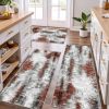 Upgrade Non Slip Kitchen Rugs Sets of 3 Washable Kitchen Mats for Floor Abstract Kitchen Runner Rug Soft Floor Mat Set Kitchen Carpet Rugs for Hallway
