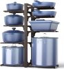 Pots and Pans Organizer under Cabinet, 20.8" Height Heavy Duty 120LBS Pots Pans Organizer Rack for Cabinet 8-Tier Adjustable for Big Stockpots, Dutch