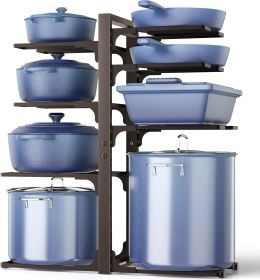 Pots and Pans Organizer under Cabinet, 20.8" Height Heavy Duty 120LBS Pots Pans Organizer Rack for Cabinet 8-Tier Adjustable for Big Stockpots, Dutch