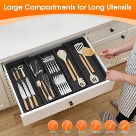 Large Silverware Organizer, Expandable Utensil Drawer Organizer for Kitchen Drawers, Kitchen Drawer Organizer for Spoons/Forks/Knives