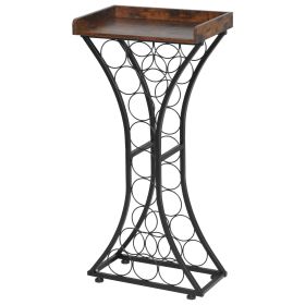 15 Bottle Wine Rack, Freestanding Floor Wine Holder Stand Liquor Cabinet with Wood Tabletop, Easy Assembly Floor Storage Rack, For Home Bar Kitchen Li