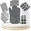 Kitchen Towels Set 20 Pack - Ultra Soft Cotton Kitchen Hand Towels, Highly Absorbent Dish Cloths, Durable Scrubbers, Flour Sack Tea Towels, Heat Resis