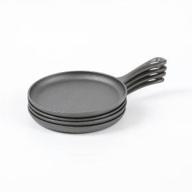 HAWOK 4 Pcs Cast Iron Mini Griddle, 6.3''Round Cast Iron Griddle Pan, Pre-seasoned Oven Safe Cookware for Camping, Indoor and Outdoor Use, Black - 1