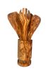 Olive Wood Kitchen Utensil Set with Holder - 6 Piece Hand Carved Wooden Cooking Spoons and Spatula Tools Set for Cooking, Serving, Nonstick Cookware -