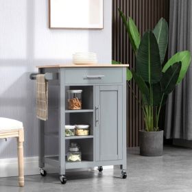 Compact Kitchen Island Cart on Wheels, Rolling Utility Trolley Cart Grey-AS - as picture