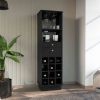 Classic Bar Cabinet, Two Drawers, Twelve Built-in Wine Rack-Black - as Pic