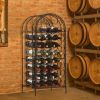 35 Bottle Wrought Iron Wine Rack Cabinet with Lock, Black - Default Title