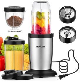 TENKER 850W Personal Blender with Cups for Shakes and Smoothies Meat Fruit Grinding Chopping Blending - Silver+Black