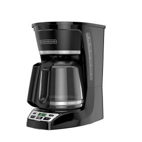 12-Cup Drip Coffee Maker with Custom Brew Strength, Black - 1 Pack