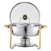 Chafing Dish Buffet Set, 5 Qt 4 Pack, Stainless Steel Chafer with 4 Full Size Pan, Round Catering Warmer Server with Glass Lid Water Pan Folding Stand