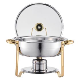 Chafing Dish Buffet Set, 5 Qt 4 Pack, Stainless Steel Chafer with 4 Full Size Pan, Round Catering Warmer Server with Glass Lid Water Pan Folding Stand