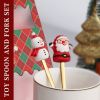 6pcs /Pack Christmas Cartoon Shape Stainless Steel Tableware - Gold - Style A Spoon Fork+Red Box