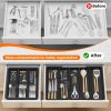 Large Silverware Organizer, Expandable Utensil Drawer Organizer for Kitchen Drawers, Kitchen Drawer Organizer for Spoons/Forks/Knives