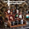 Modern Farmhouse Bar Cabinet with Wine Rack, Multi Tier Storage Organizer for Wine Bottles, Liquor, Coffee Syrups and Kitchen Supplies, Space Saving H
