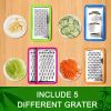 Bamboo Cutting Board with Food Containers, Wooden Chopping Board with Storage Trays, Cheese Grater and Juice Groove for Meat, Vegetables and Kitchen F
