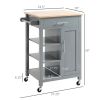 Compact Kitchen Island Cart on Wheels, Rolling Utility Trolley Cart Grey-AS - as picture