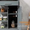 Compact Kitchen Island Cart on Wheels, Rolling Utility Trolley Cart Grey-AS - as picture