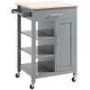 Compact Kitchen Island Cart on Wheels, Rolling Utility Trolley Cart Grey-AS - as picture