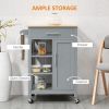 Compact Kitchen Island Cart on Wheels, Rolling Utility Trolley Cart Grey-AS - as picture