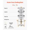 Chafing Dish Buffet Set, 5 Qt 4 Pack, Stainless Steel Chafer with 4 Full Size Pan, Round Catering Warmer Server with Glass Lid Water Pan Folding Stand