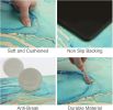 Kitchen Rugs and Mats Set of 2 Teal Marble Gold Anti Fatigue Mat PVC Non Slip Turquoise Foam Cushioned Kitchen Mats for Floor Dining Room Home Office