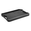 Reversible Grill/Griddle, 14x8.5 inch Pre-Seasoned Cast Iron Griddle, Portable Rectangular Pan with Handle, Family Cookware for Indoor/Outdoor Stove T